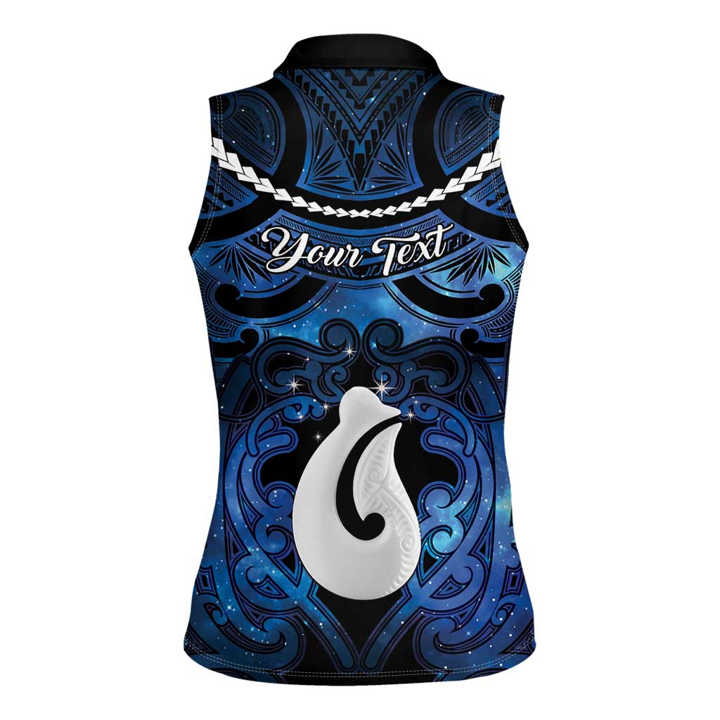 Personalized Maori Matariki Hei Matau Women Sleeveless Polo Shirt Maori Kowhaiwhai Pattern Galaxy