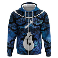 Personalized Maori Matariki Hei Matau Zip Hoodie Maori Kowhaiwhai Pattern Galaxy