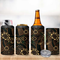 Indonesian Batik Pattern Vintage Brown 4 in 1 Can Cooler Tumbler LT01 - Polynesian Pride