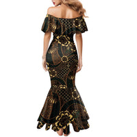 Indonesian Batik Pattern Vintage Brown Family Matching Mermaid Dress and Hawaiian Shirt LT01 - Polynesian Pride