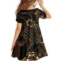 Indonesian Batik Pattern Vintage Brown Family Matching Off The Shoulder Long Sleeve Dress and Hawaiian Shirt LT01 - Polynesian Pride