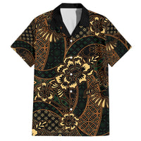 Indonesian Batik Pattern Vintage Brown Family Matching Off The Shoulder Long Sleeve Dress and Hawaiian Shirt LT01 Dad's Shirt - Short Sleeve Brown - Polynesian Pride