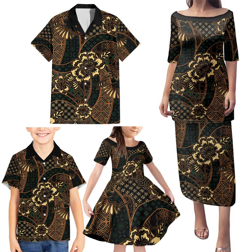 Indonesian Batik Pattern Vintage Brown Family Matching Puletasi and Hawaiian Shirt LT01 - Polynesian Pride