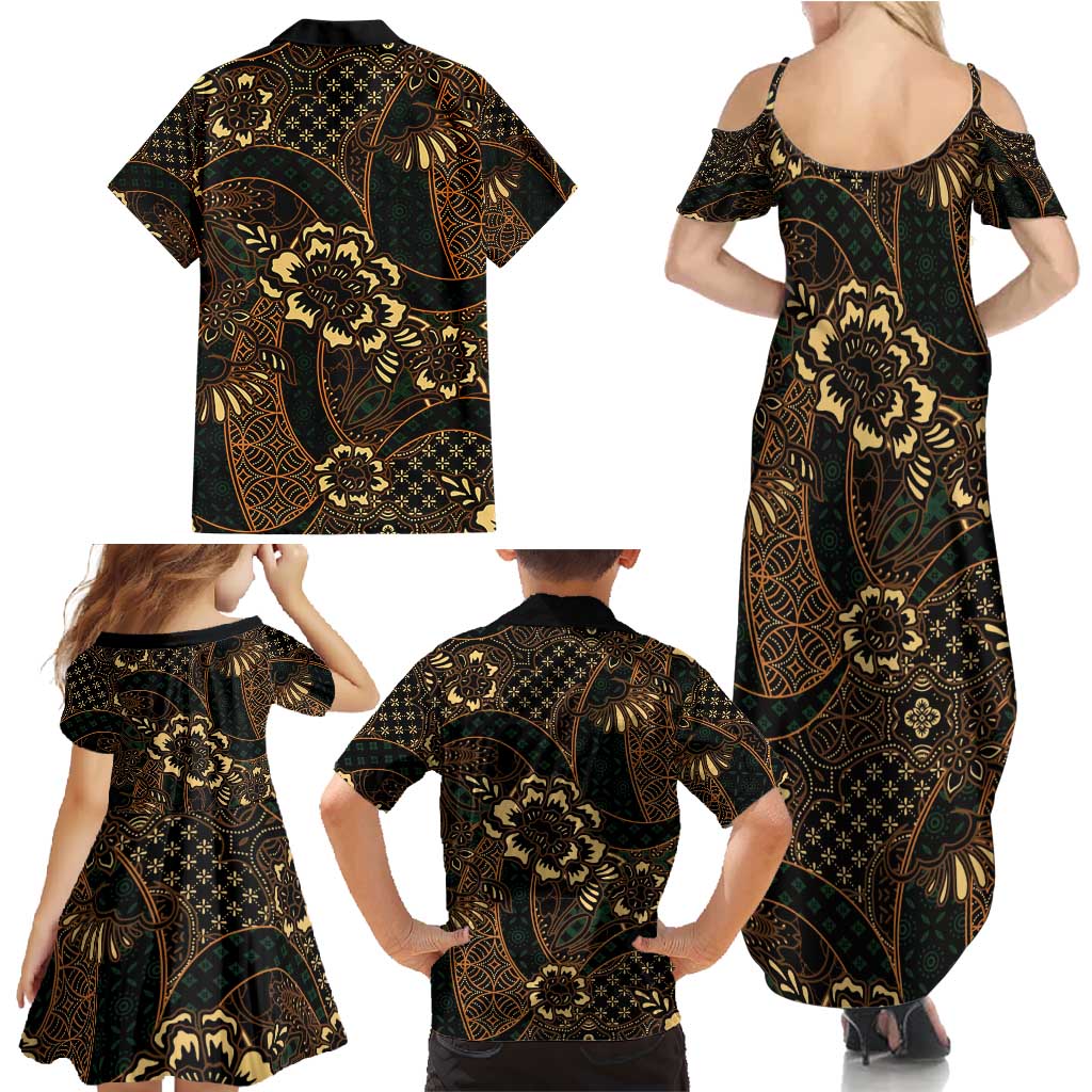 Indonesian Batik Pattern Vintage Brown Family Matching Summer Maxi Dress and Hawaiian Shirt LT01 - Polynesian Pride