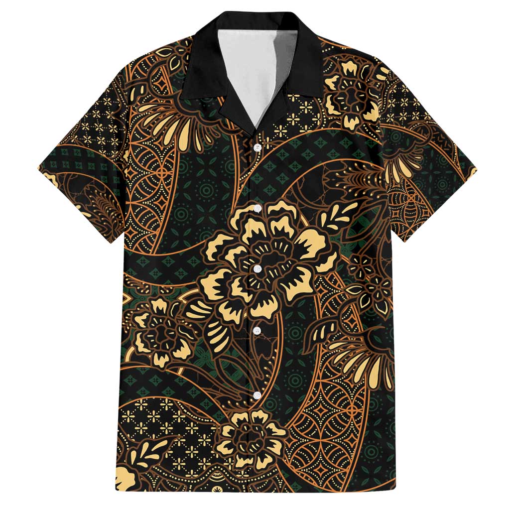 Indonesian Batik Pattern Vintage Brown Family Matching Summer Maxi Dress and Hawaiian Shirt LT01 Dad's Shirt - Short Sleeve Brown - Polynesian Pride