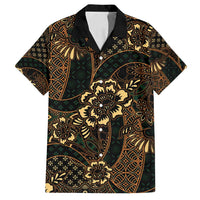 Indonesian Batik Pattern Vintage Brown Family Matching Summer Maxi Dress and Hawaiian Shirt LT01 Dad's Shirt - Short Sleeve Brown - Polynesian Pride