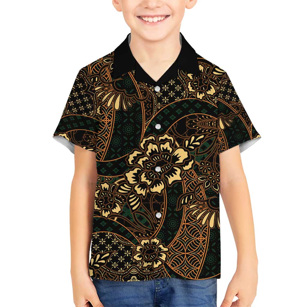 Indonesian Batik Pattern Vintage Brown Family Matching Summer Maxi Dress and Hawaiian Shirt LT01 Son's Shirt Brown - Polynesian Pride