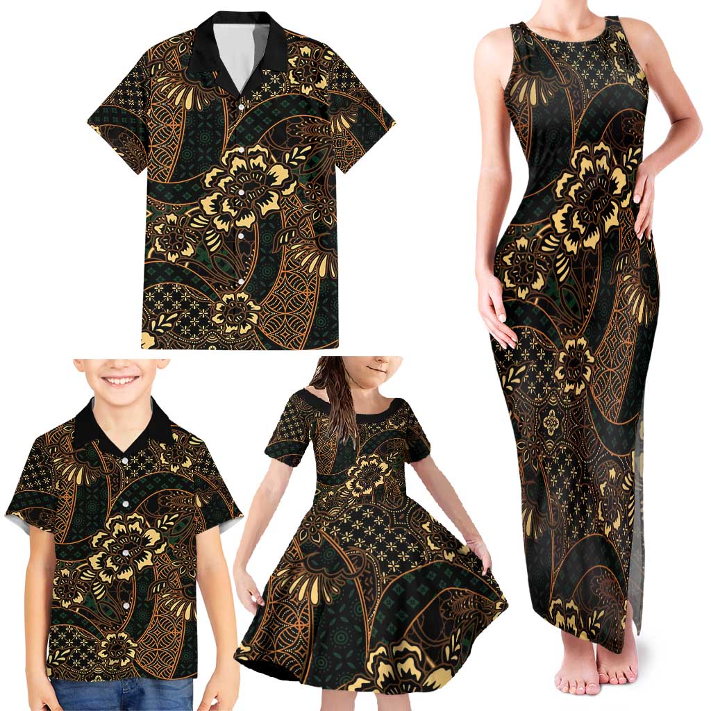 Indonesian Batik Pattern Vintage Brown Family Matching Tank Maxi Dress and Hawaiian Shirt LT01 - Polynesian Pride