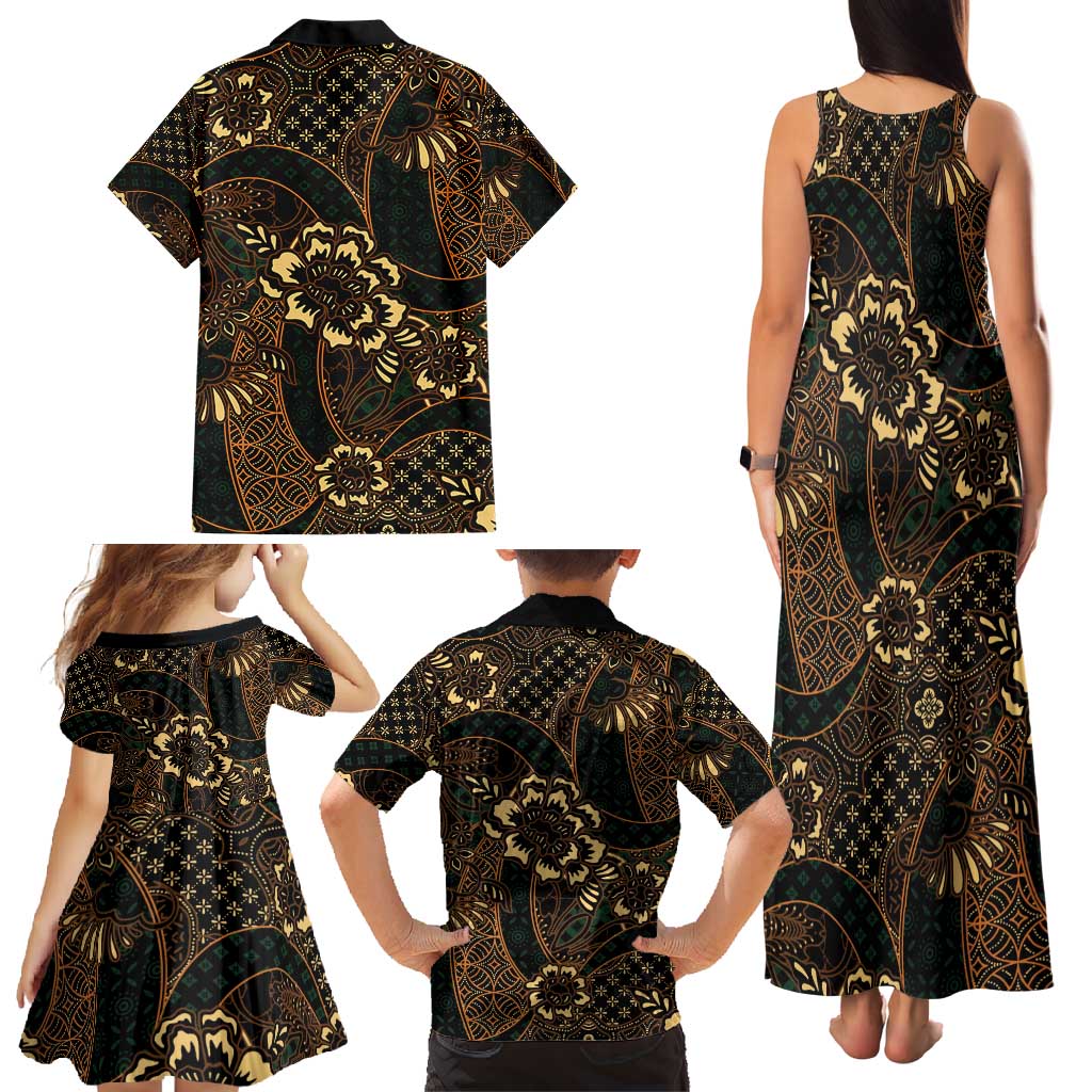 Indonesian Batik Pattern Vintage Brown Family Matching Tank Maxi Dress and Hawaiian Shirt LT01 - Polynesian Pride