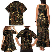 Indonesian Batik Pattern Vintage Brown Family Matching Tank Maxi Dress and Hawaiian Shirt LT01 - Polynesian Pride