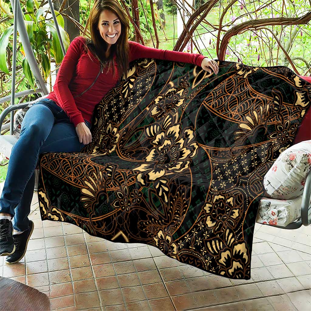 Indonesian Batik Pattern Vintage Brown Quilt