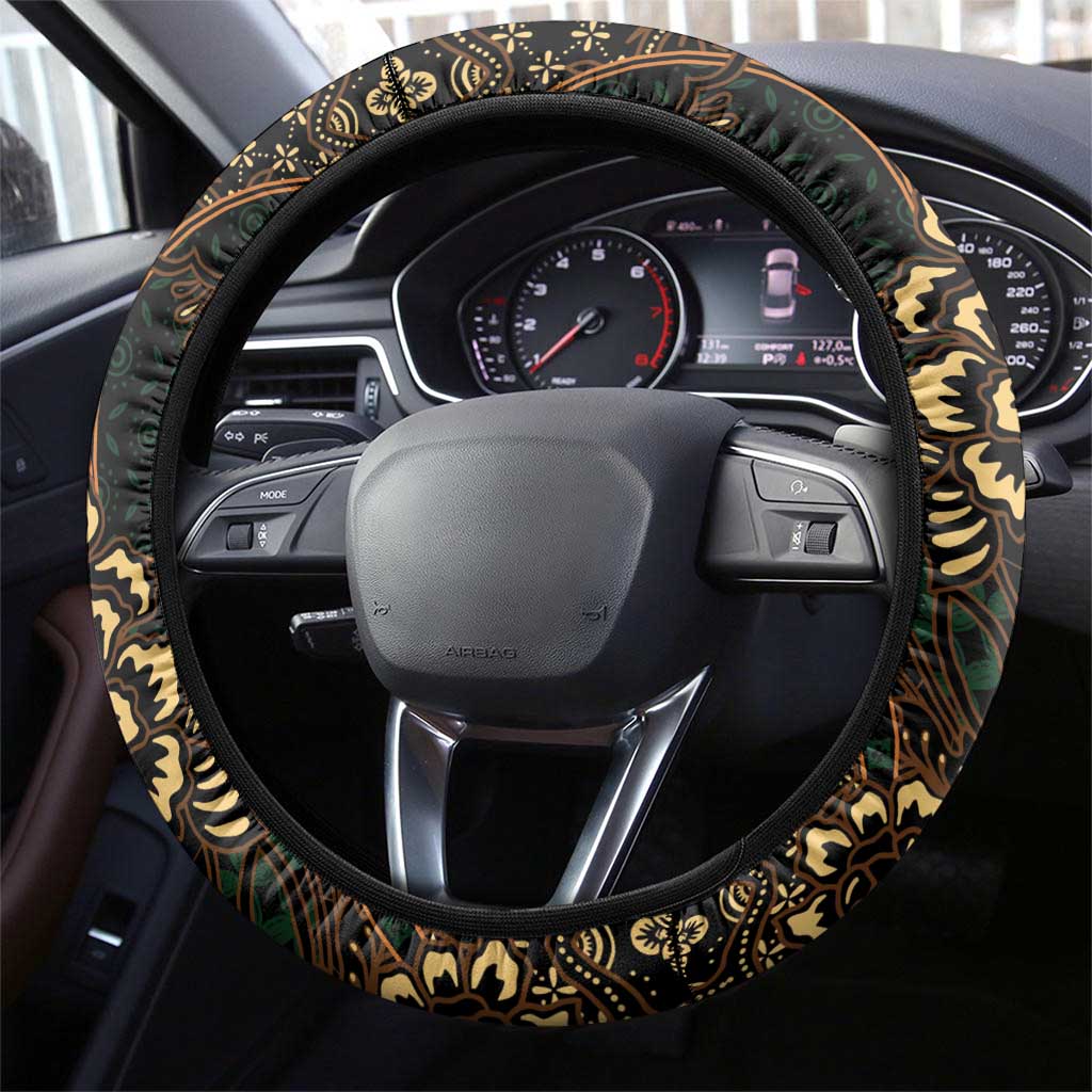 Indonesian Batik Pattern Vintage Brown Steering Wheel Cover