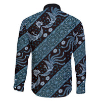 Indonesia Batik Pattern Family Matching Mermaid Dress and Hawaiian Shirt Blue Version