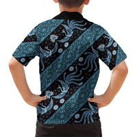 Indonesia Batik Pattern Kid Hawaiian Shirt Blue Version