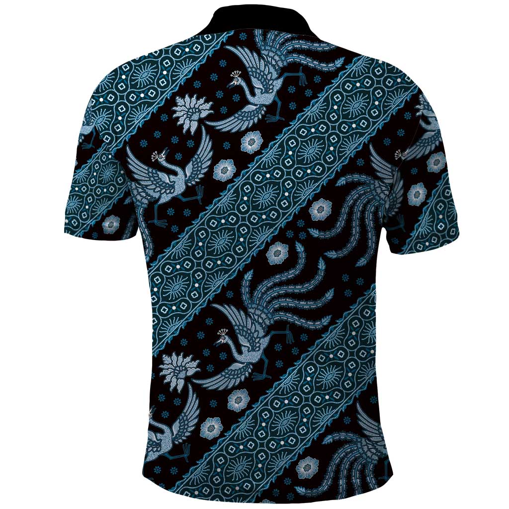 Indonesia Batik Pattern Polo Shirt Blue Version
