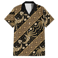 Indonesia Batik Pattern Family Matching Off The Shoulder Long Sleeve Dress and Hawaiian Shirt Gold Version LT01 Dad's Shirt - Short Sleeve Gold - Polynesian Pride