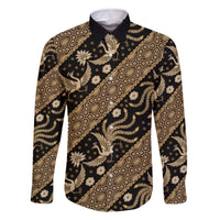 Indonesia Batik Pattern Family Matching Off Shoulder Short Dress and Hawaiian Shirt Gold Version