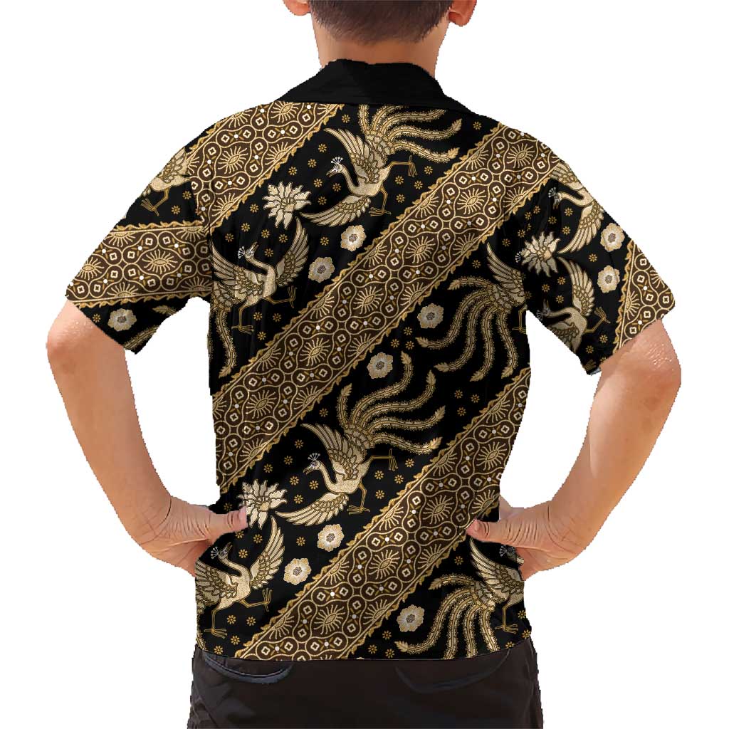 Indonesia Batik Pattern Kid Hawaiian Shirt Gold Version