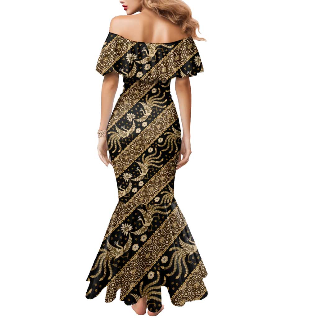 Indonesia Batik Pattern Mermaid Dress Gold Version
