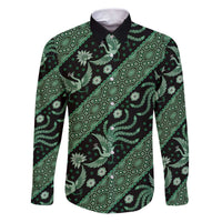 Indonesia Batik Pattern Family Matching Puletasi and Hawaiian Shirt Green Version
