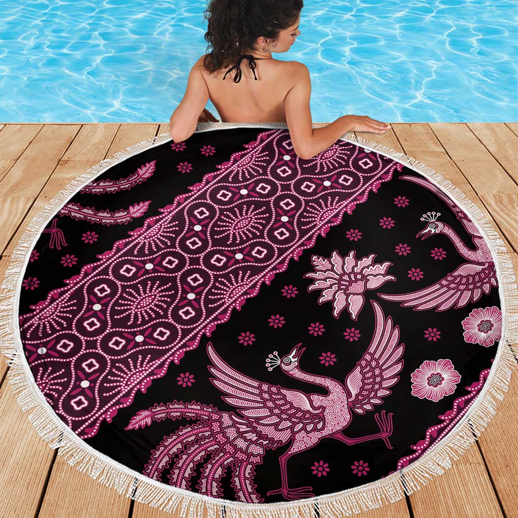 Indonesia Batik Pattern Beach Blanket Pink Version