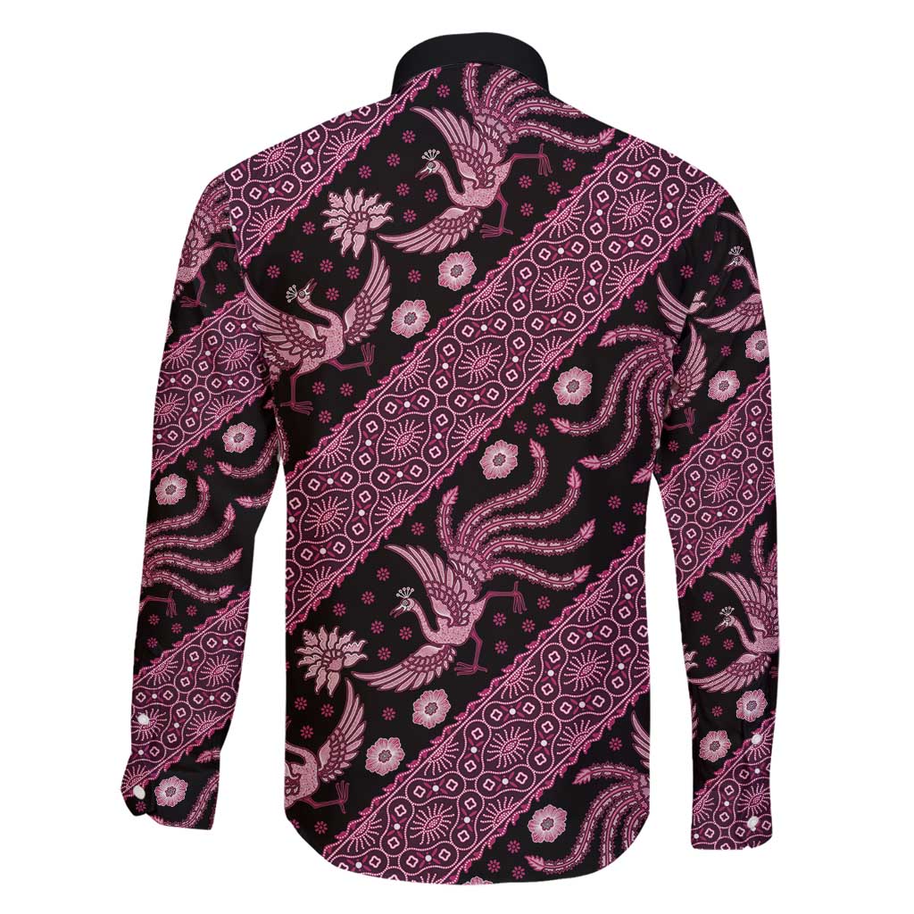 Indonesia Batik Pattern Family Matching Mermaid Dress and Hawaiian Shirt Pink Version