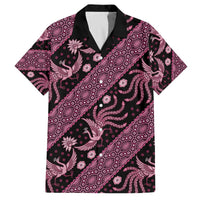 Indonesia Batik Pattern Family Matching Off The Shoulder Long Sleeve Dress and Hawaiian Shirt Pink Version LT01 Dad's Shirt - Short Sleeve Pink - Polynesian Pride