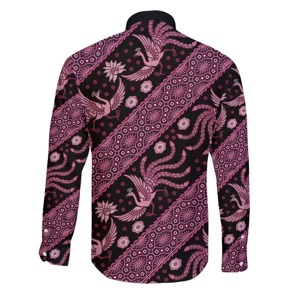 Indonesia Batik Pattern Family Matching Off The Shoulder Long Sleeve Dress and Hawaiian Shirt Pink Version LT01 - Polynesian Pride