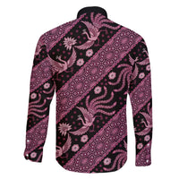 Indonesia Batik Pattern Family Matching Off The Shoulder Long Sleeve Dress and Hawaiian Shirt Pink Version LT01 - Polynesian Pride