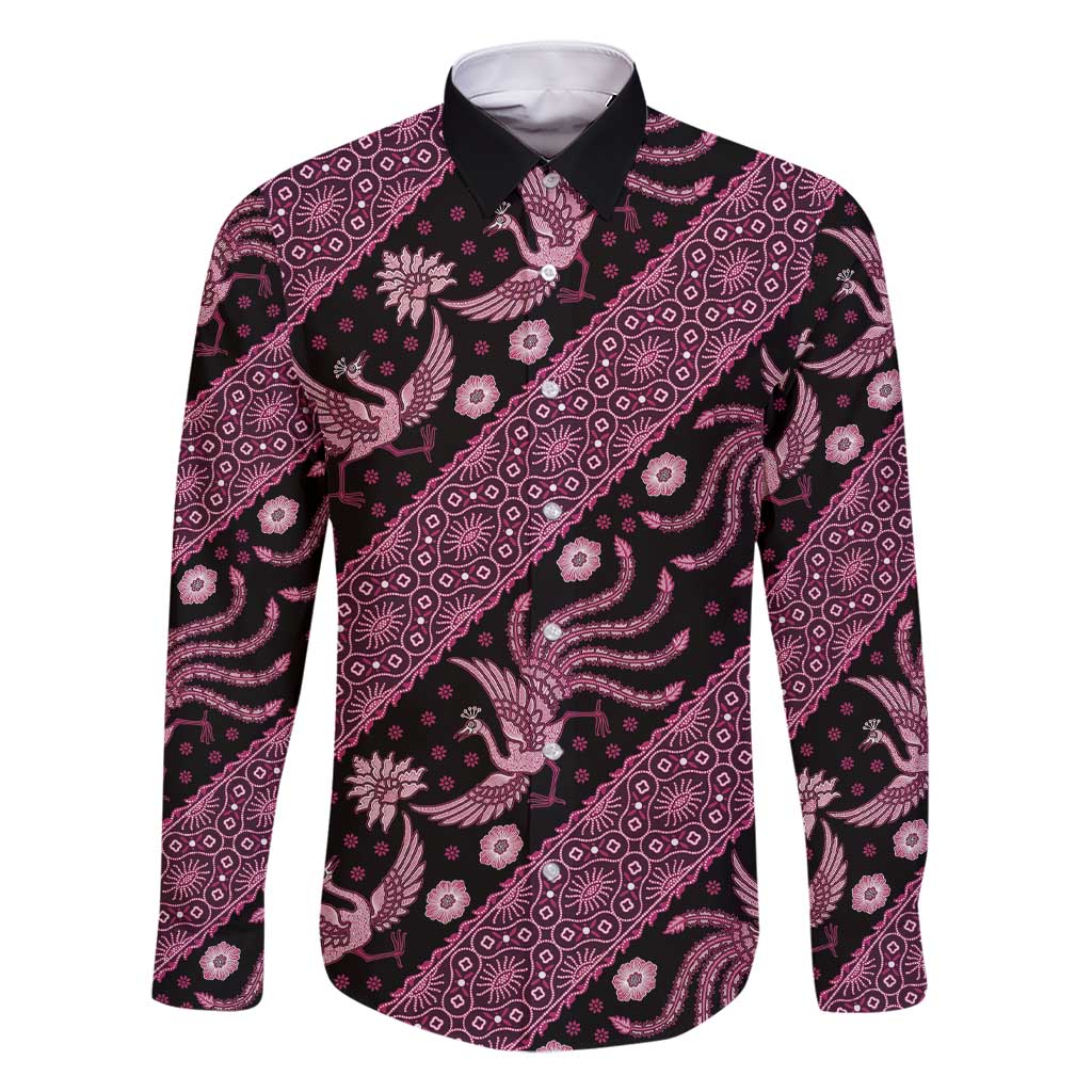 Indonesia Batik Pattern Family Matching Short Sleeve Bodycon Dress and Hawaiian Shirt Pink Version