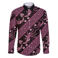 Indonesia Batik Pattern Family Matching Short Sleeve Bodycon Dress and Hawaiian Shirt Pink Version
