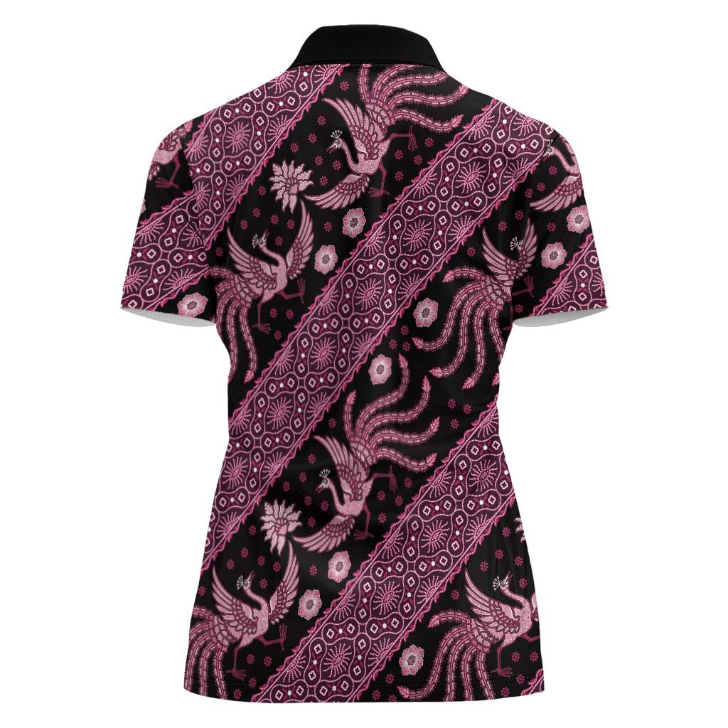 Indonesia Batik Pattern Women Polo Shirt Pink Version