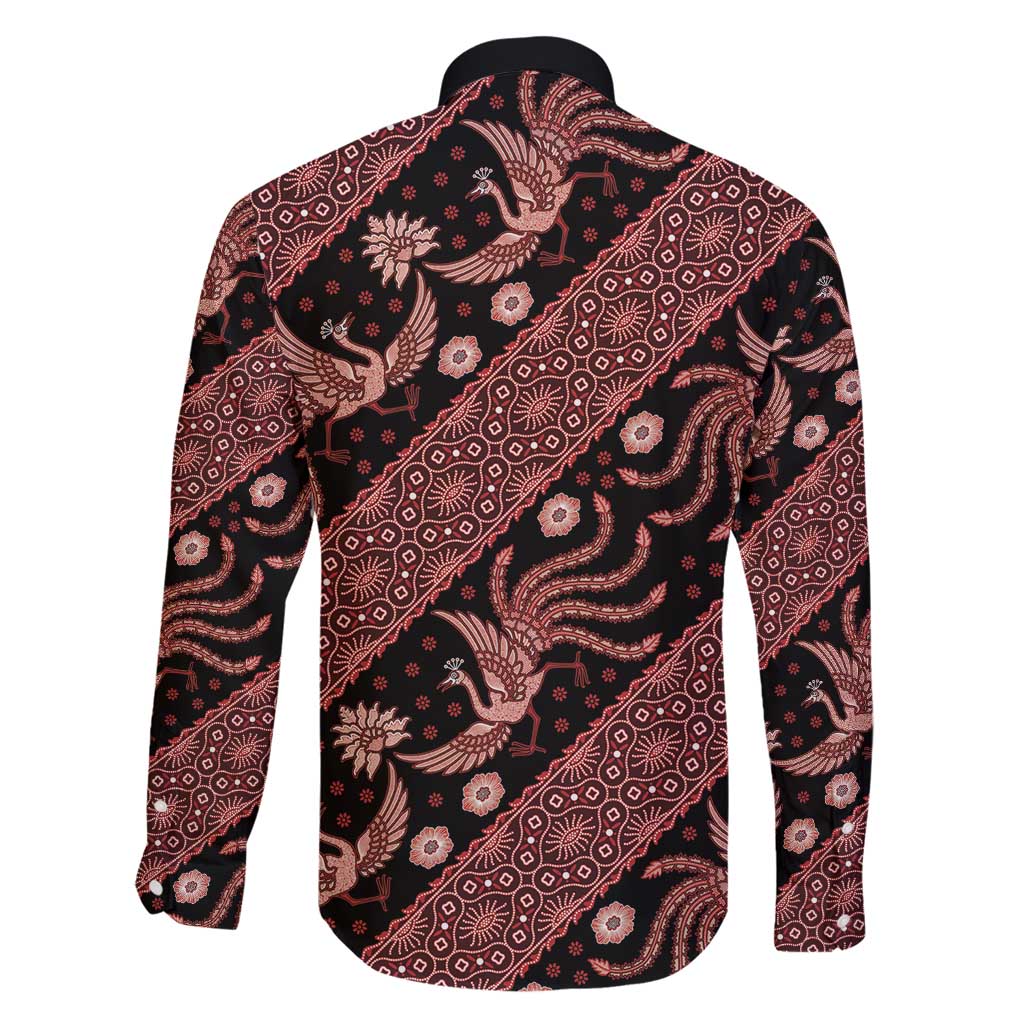 Indonesia Batik Pattern Family Matching Summer Maxi Dress and Hawaiian Shirt Red Version