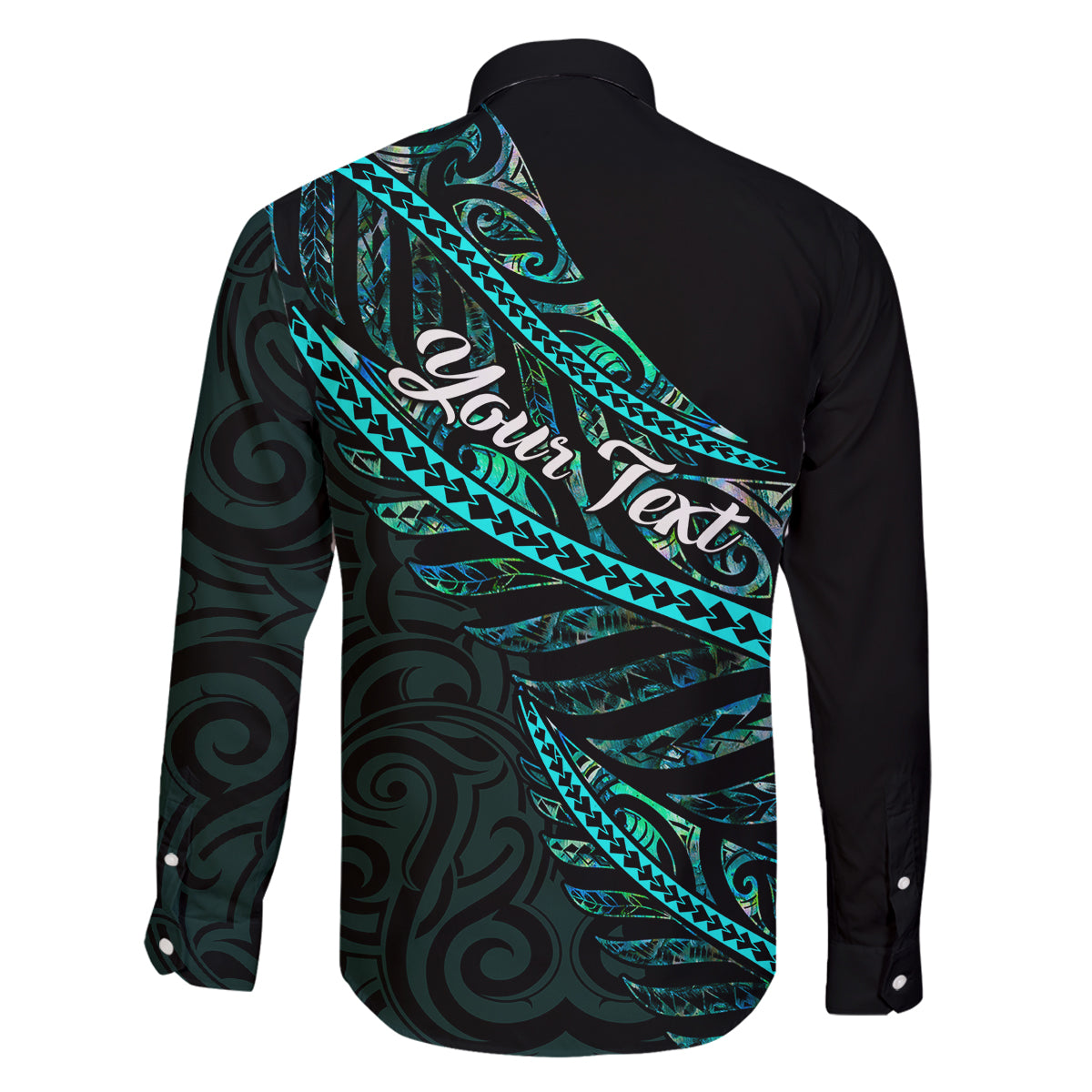Personalised Aotearoa Family Matching Long Sleeve Bodycon Dress and Hawaiian Shirt Silver Fern Mix Paua Shell Polynesian Pattern LT01 - Polynesian Pride