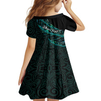 Personalised Aotearoa Family Matching Off Shoulder Maxi Dress and Hawaiian Shirt Silver Fern Mix Paua Shell Polynesian Pattern LT01 - Polynesian Pride
