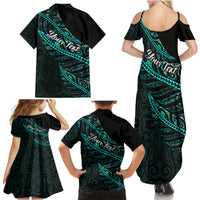 Personalised Aotearoa Family Matching Summer Maxi Dress and Hawaiian Shirt Silver Fern Mix Paua Shell Polynesian Pattern LT01 - Polynesian Pride