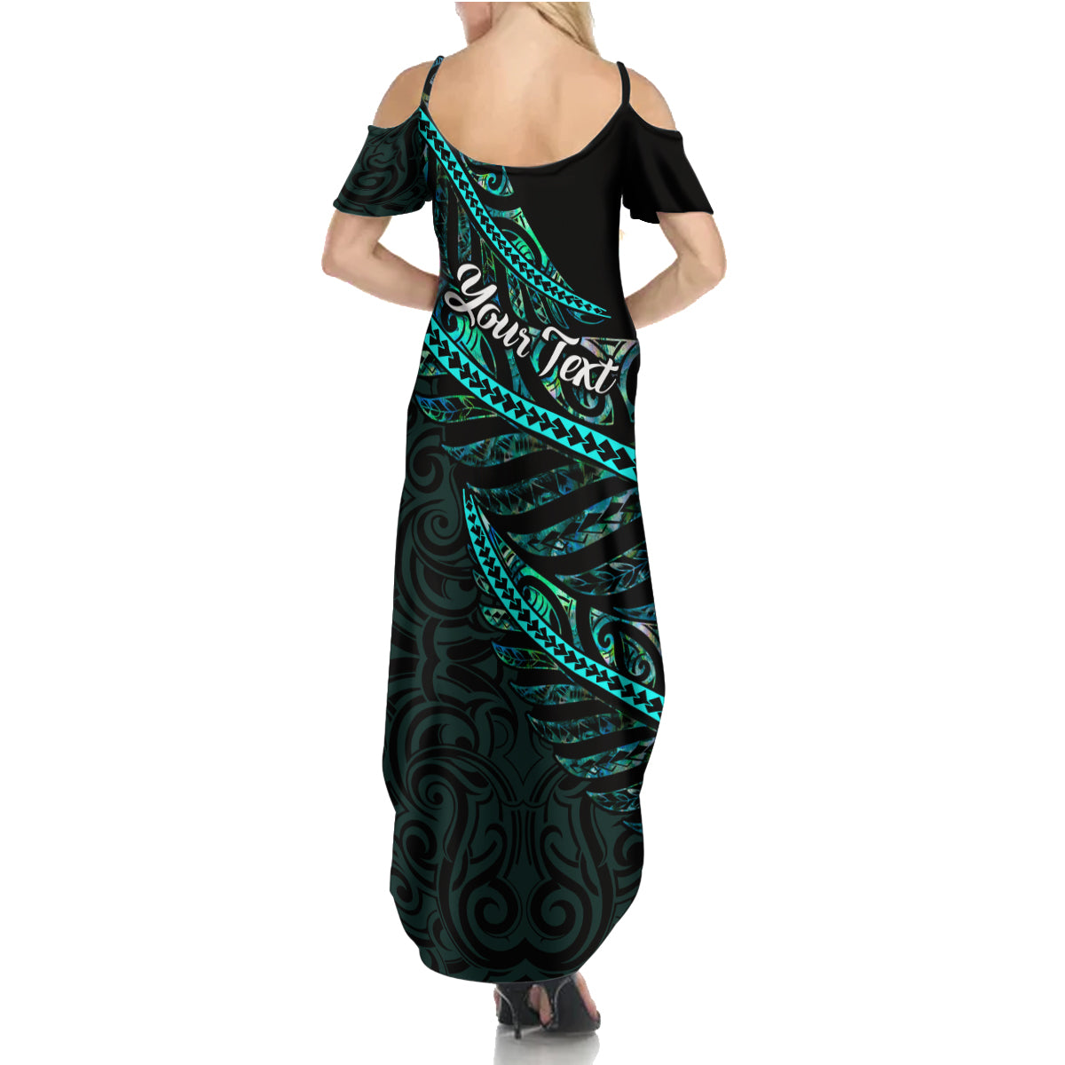 Personalised Aotearoa Family Matching Summer Maxi Dress and Hawaiian Shirt Silver Fern Mix Paua Shell Polynesian Pattern LT01 - Polynesian Pride