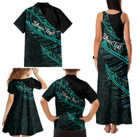 Personalised Aotearoa Family Matching Tank Maxi Dress and Hawaiian Shirt Silver Fern Mix Paua Shell Polynesian Pattern LT01 - Polynesian Pride