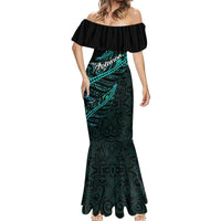Personalised Aotearoa Mermaid Dress Silver Fern Mix Paua Shell Polynesian Pattern LT01 - Polynesian Pride