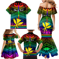 Personalised Hawaii Family Matching Mermaid Dress and Hawaiian Shirt Kanaka Maoli Kakau 2023 National Coming Out Day LT01 - Polynesian Pride