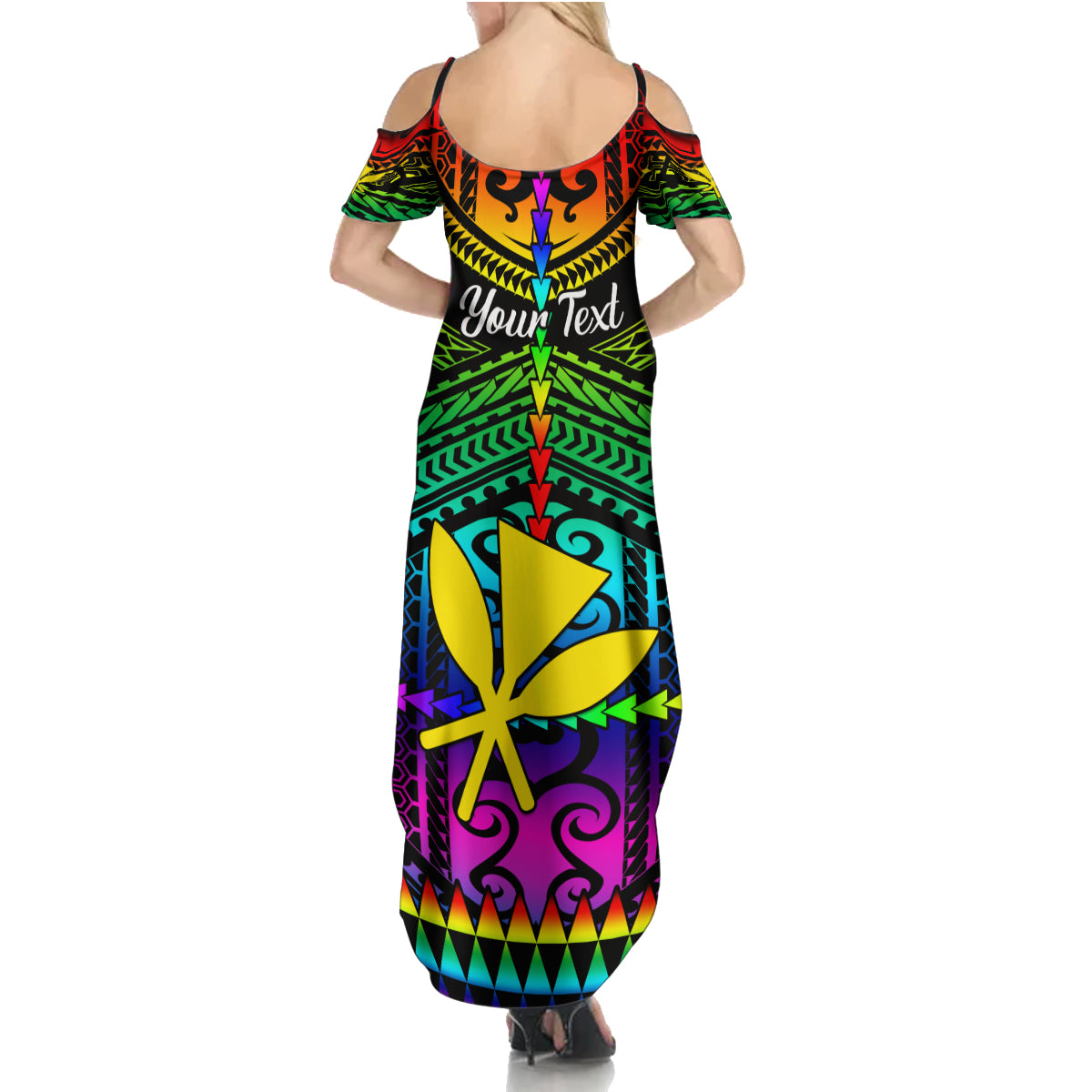 Personalised Hawaii Family Matching Summer Maxi Dress and Hawaiian Shirt Kanaka Maoli Kakau 2023 National Coming Out Day LT01 - Polynesian Pride