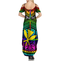 Personalised Hawaii Family Matching Summer Maxi Dress and Hawaiian Shirt Kanaka Maoli Kakau 2023 National Coming Out Day LT01 - Polynesian Pride