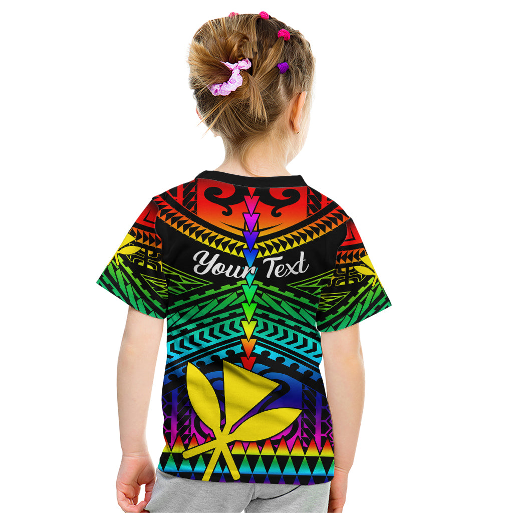 Personalised Hawaii Kid T Shirt Kanaka Maoli Kakau 2023 National Coming Out Day LT01 - Polynesian Pride