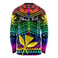 Personalised Hawaii Long Sleeve Shirt Kanaka Maoli Kakau 2023 National Coming Out Day LT01 - Polynesian Pride