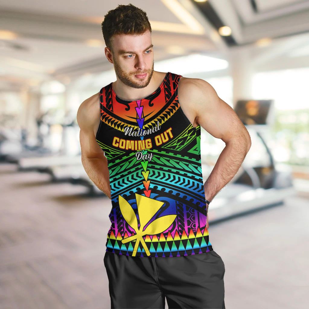 Personalised Hawaii Men Tank Top Kanaka Maoli Kakau 2023 National Coming Out Day LT01 - Polynesian Pride
