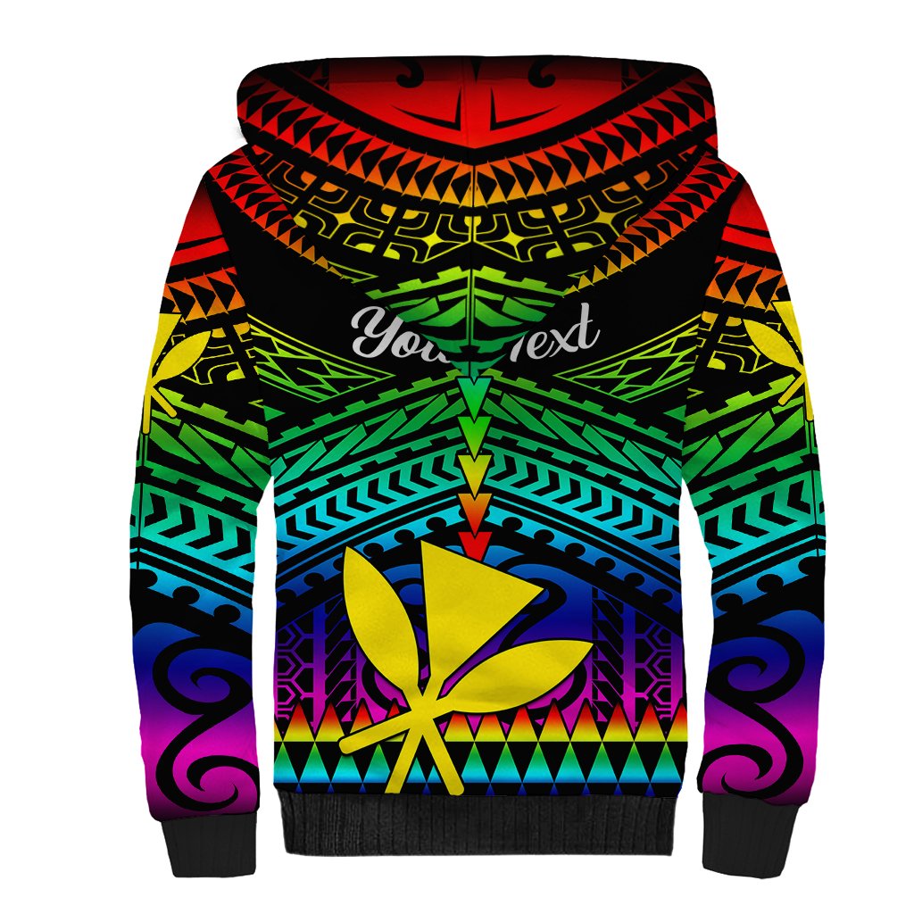 Personalised Hawaii Sherpa Hoodie Kanaka Maoli Kakau 2023 National Coming Out Day LT01 - Polynesian Pride