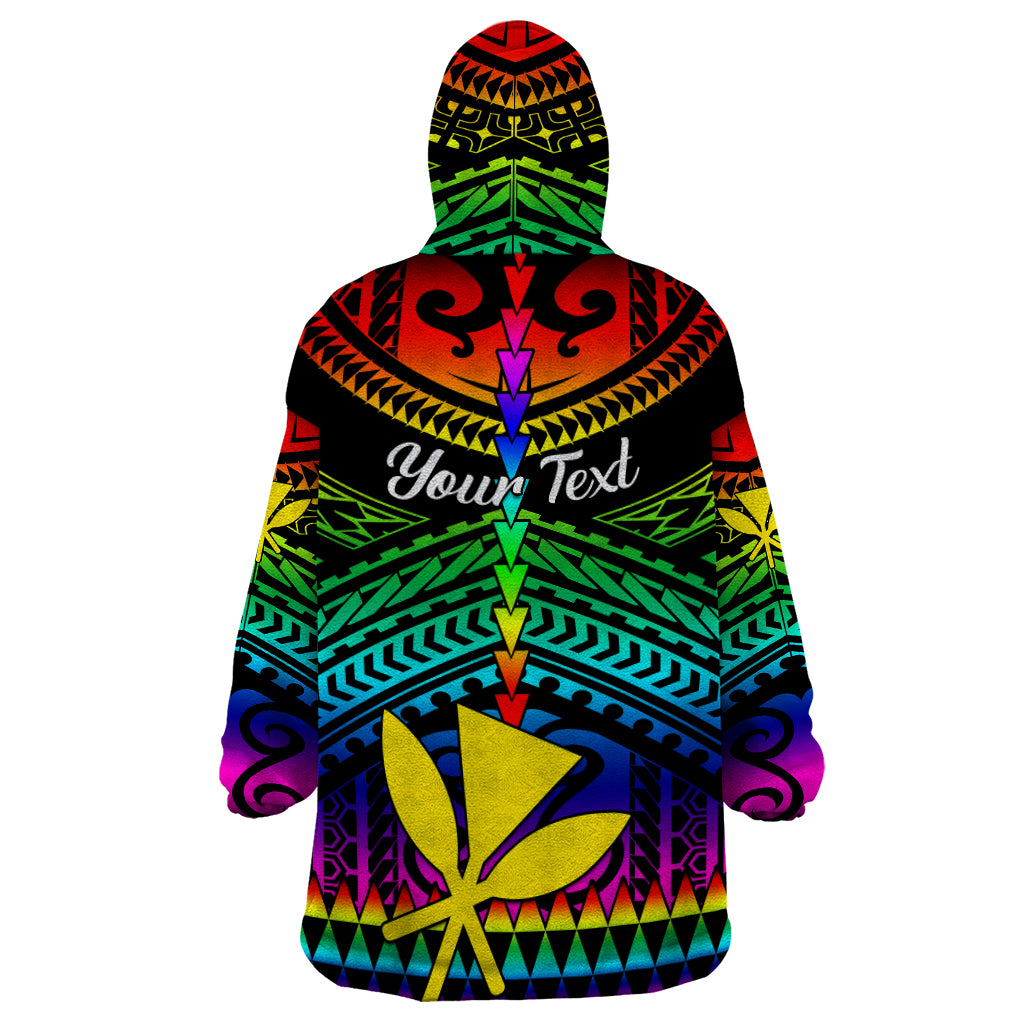 Personalised Hawaii Wearable Blanket Hoodie Kanaka Maoli Kakau 2023 National Coming Out Day LT01 - Polynesian Pride