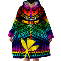 Personalised Hawaii Wearable Blanket Hoodie Kanaka Maoli Kakau 2023 National Coming Out Day LT01 - Polynesian Pride