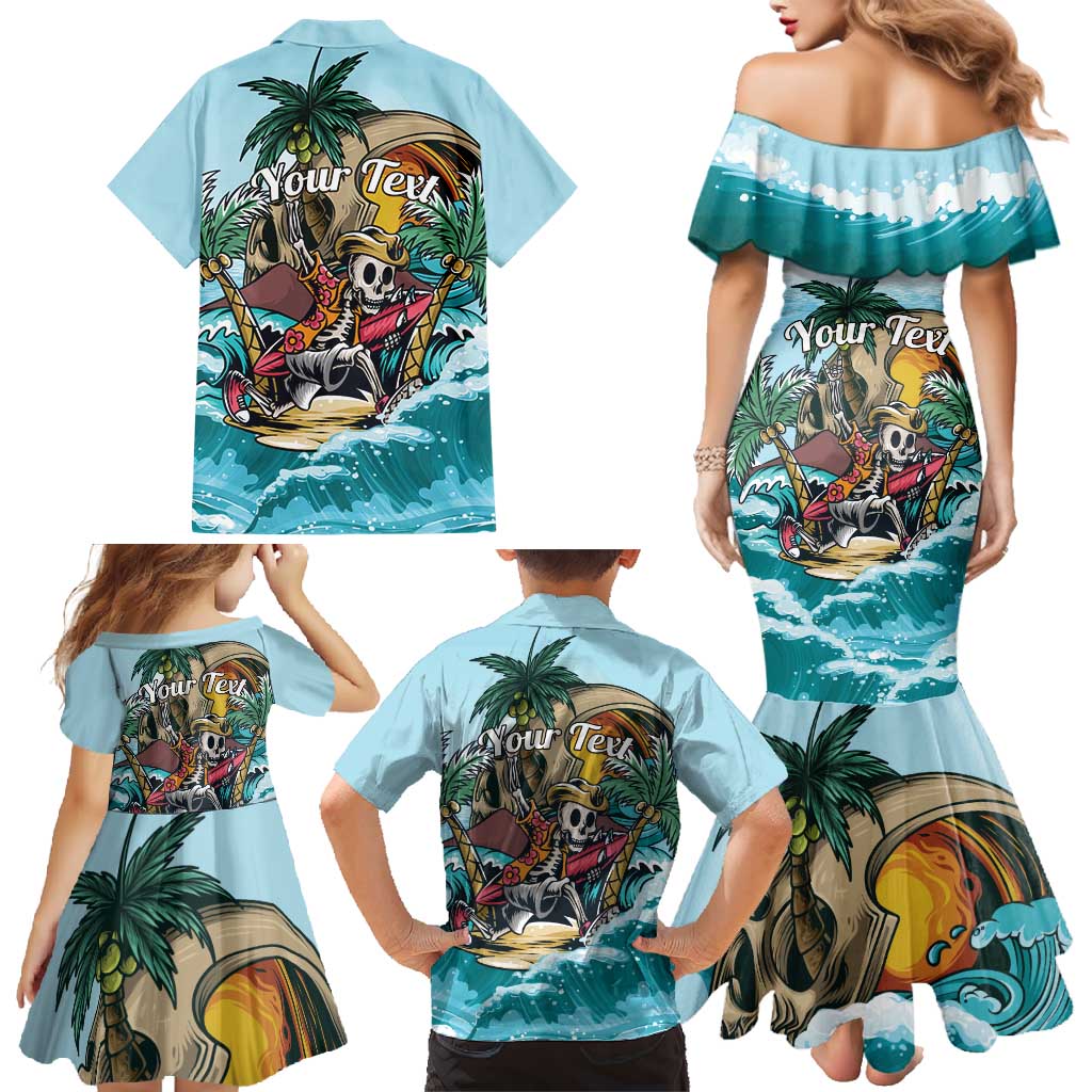 Personalized Aloha Hawaii Skeleton Family Matching Mermaid Dress and Hawaiian Shirt Tropical Summer Vibe LT01 - Polynesian Pride