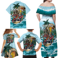 Personalized Aloha Hawaii Skeleton Family Matching Off Shoulder Maxi Dress and Hawaiian Shirt Tropical Summer Vibe LT01 - Polynesian Pride